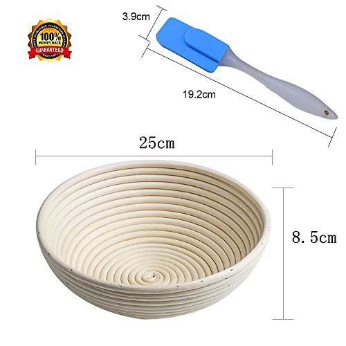 Gärkörbchen rund, ø 25 cm ,Höhe 8.5cm, frei liner(1000g Teig)+ frei Silikon Spatel - 4