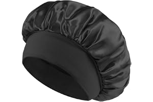 Natthår Silk Bonnet, Svart Silk Bonnet Sovmössa, Justerbar Lockigt Hår Mössa, Elastisk Satin Nattmössa Mjukt Skyddande Hår