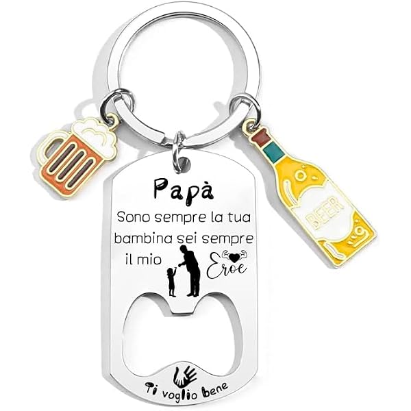 Regalo Papà Portachiavi In Acciaio Inox - Regalo Elegante Per Pap Laurea Compleanno O 604015