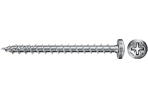 fischer PowerFast II PZF 4,0 x 40, Spanplattenschraube (200 Stk.) mit Vollgewinde, Pan Head mit Kreuzschlitz, Schraube für Holzverarbeitung, reduziert Einschraubwiderstand & Einschraubzeit