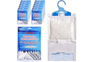 Nyxi Set of 12 Hanging Interior Wardrobe Dehumidifier - 230g Each Bag - Ideal to stop damp, mould mildew & condensation- For Wardrobe, Home, Kitchen, Garage, Bedroom, Caravan, Office, Basement etc