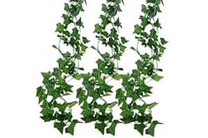 DERUXAN 12 Pack Artificial Ivy Garland 84 Ft Garland Decorations Ivy leaves Fake Vine Green Leaves Fake Plants Vine Hanging Plant for Room, Wall,Garden, Party,Wedding decor