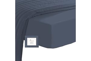 PIZUNA LINENS Pizuna Lenzuolo con angoli Cotone 180x200 cm Blu Scuro, 400 fili con trama Sateen in 100% Cotone a fiocco lungo Lenzuolo con angolicon tasca profonda 40 cm (Lenzuolo con angoli Blu Scuro)