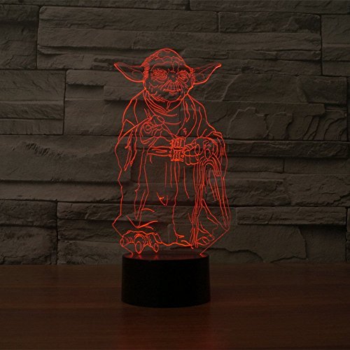 SmartEra® Star Wars Film-Charaktere Meister Yoda USB-3D optische Täuschung 7 Farbwechsel Touch-LED-Licht-Lampe - 2