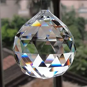 Pindia Fengshui Clear Crystal Hanging Ball for Good Luck & Prosperity (Pre Energized in Rock Salt)