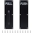 GINZER Push Pull Door Handle Set, Aluminum Alloy Push Pull Plates, Commercial Black Heavy Duty Sliding Door Handles 300 X 80 mm, Perfect for Garage Restaurant & Business Place