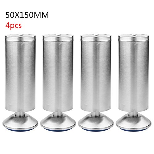 Preisvergleich Produktbild Möbelbeine aus Edelstahl, höhenverstellbar, für Bett, Sofa, Arbeitsplatte, TV, Schreibtisch, Standfüße, Schrankbeine, 4 Stück, Wie abgebildet, 50 150mm