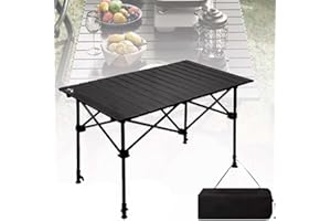 Blendra Folding Camping Table That Fold Up Portable Picnic Table Lightweight Aluminum Folding Table Roll Up Tables for 4-6 Person Camping, Beach, Picnic, Outdoor BBQ, Backyard（95 x 55 x 50CM）