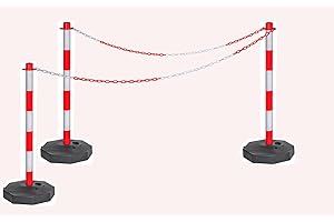 KS-DIREKT Absperrpfosten mit Kette Pfosten Absperrkette Absperrung Sperrpfosten Sicherheit (3 x Absperrpfosten mit Kette)
