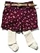 M&Co Baby Girls Cute Pretty Ditsy Floral Print Casual Corduroy Shorts With Cream Tights And Gold Belt Berry Red 9/12 Mnths