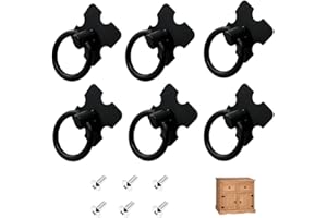 Eachave 6 Stück Möbelknöpfe Vintage, Antik Schublade Ziehen Ring Griffe, Schubladengriffe für Möbel Schrank Kommode Tür möbelknauf Schubladen Ring-Ösen Griffe (Schwarz) Schrankknöpfe