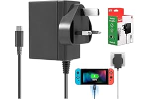 BERLS for Charger Cable Power Adapter Ac for lite, Dock, OLED, Pro Controller UK Plug 15V 2.6A Fast Charging Support TV Mode