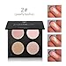 EUIRISTORE 4 Colors Highlighter Powder Palette Shadow Powder Bronzer Powder Contour Palette 02# Pearl-lustre