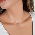 TseanYi Evil Eye Round Necklace Choker Tiny Gold Evil Eye Pendant Necklace Dainty Protection Clavicle Necklace Chain Jewelry for Women and Girls (Gold)