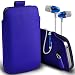 Produktbild Fone-Case (Blue) HTC U Play Qualität PU-Leder Pull Tab Stilvolle Einbau Beutel Hülle& Premium Quality Aluminium In Ear Earbud Stereo Hands Free Headphones Earphone Headset with Built in Microphone Mic & On-Off Button