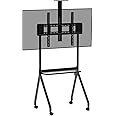 BIG VUE Rolling/Mobile TV Cart with Wheels for 42-86 Inch LCD LED 4K Flat Screen TVs, TV Floor Stand with Shelf Holds Up to 120 Kg, Height Adjustable Trolley Max VESA 900 x 600mm
