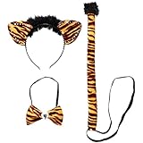 Tiger Kostüm Damen Safari Tierkostüm 3 tlg. Sexy Katzenkostüm Tigerkostüm Set Karnevalskostüme Tiere Zoo Faschingskostüm Dschungel Katze Kostümset