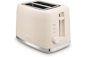 Swan ST19034CRM Wave 2-Slice Toaster, 7 Browning Levels, Defrost, Cancel & Reheat Functions, Removable Crumb Tray, Hidden Cord Storage, Non-Slip Feet, Cream