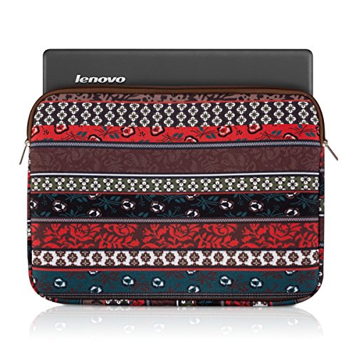 kwmobile Laptoptasche Hülle Sleeve für 12,5″ 13″ 13,3″ Laptop / Ultrabook – Notebook Tasche Schutzhülle mit Vintage Streifenmuster Design Laptop Case Hülle in Rot Braun Schwarz – z.B. geeignet für Apple - 3