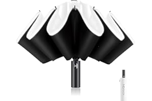 XIXVON Paraguas Pro | UPF 50+ 99% De ProteccióN UV, Banda De Seguridad Reflectante, Resistente Al Viento, PortáTil, AutomáTico | Paraguas Plegable Inverso