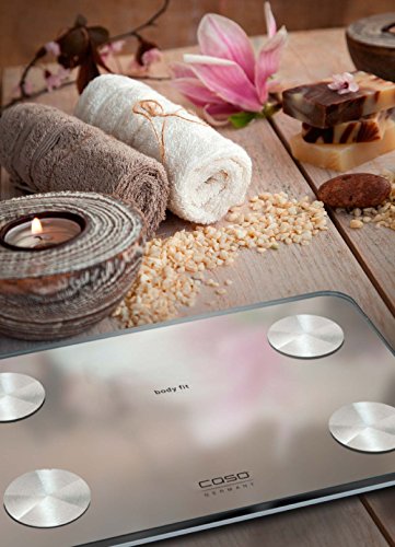 Caso body fit Design Personenwaage (3410) Ultra slim – lässt sich gut in kleinen Badezimmern verstauen, 10 Personen Speicher, BMI - 3