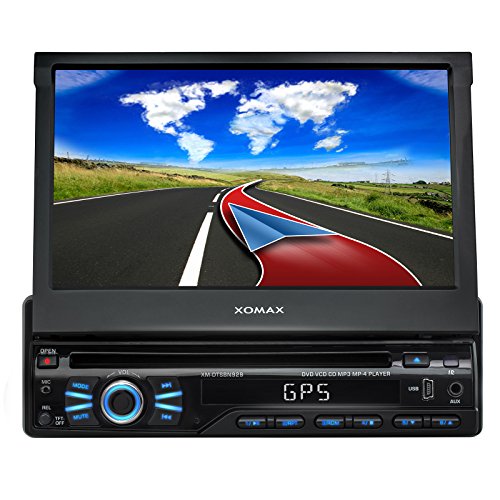 XOMAX XM-DTSBN929 Autoradio / Moniceiver / Naviceiver mit GPS Navigation + Navi Software inkl. Europa Karten (48 Länder) + Bluetooth Freisprechfunktion + 7″/ 18 cm Touchscreen Display in 16:9 HD Auflösung (800 x 480 px) + Codefree DVD / CD Player + 2x USB Anschluss (bis 256 GB) + Micro SD Speicherkarten Slot (bis 128 GB) + MPEG4, MP3, WMA, AVI, DivX etc. + Anschlüsse für Rückfahrkamera & Lenkradfernbedienung + Single DIN (1DIN) Standard Einbaugröße + inkl. Fernbedienung, Einbaurahmen - 2