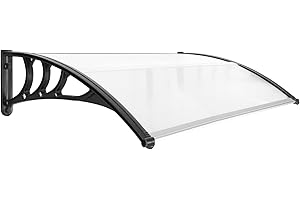 PRIMEMATIK.COM PrimeMatik - Pensilina Tettoia in policarbonato 150x80cm per Porta o Finestra per Esterno Nero