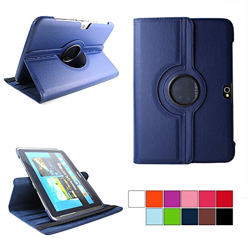 COOVY® Funda para Samsung Galaxy Note 10.1 GT-N8000 GT-N8010 GT-N8020 Smart 360º Grados ROTACIÓN Cover Case Protectora Soporte | Color Azul Oscuro