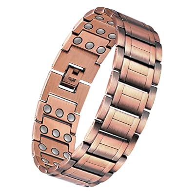 Jeracol 99.99% Soild Copper Magnetic Bracelets For Men,3x Ultra Strength Magnets(3500 Gauss) Magnetic Wristband Brazaletes For Valentine's Day Gift,adjustable Size&jewelry Gift Box