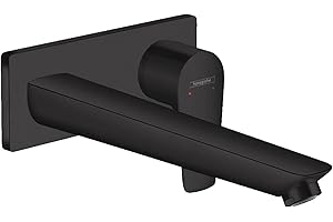 hansgrohe Talis E Mitigeur de lavabo encastré mural, bec 225mm, bonde à écoulement libre, noir mat, 71734670