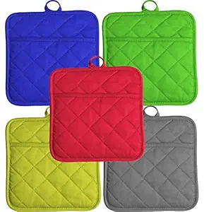 DM COOL COTTON - Kitchen Multi Purpose Pot Holders - Pack of 5 (Assorted)