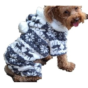 QIYUN.Z Casuales Cuatro Patas Blanca Ciervos Nieve De Terciopelo con Capucha del Navidad del Perro Negro De Invierno Sueter De La Capa Caliente