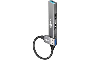 goobay 4-port USB 3.2 Hub slim, multiple Plug, 5 Gbits, splitter, A till 3 x A och 1 x C multiport adapter 3.0-74458