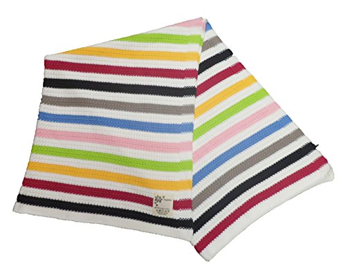 Gorgeous 100% Super Soft Organic Cotton Baby Pram/Crib Blanket or Shawl - Knitted Multi PRIMARY Stripes Design