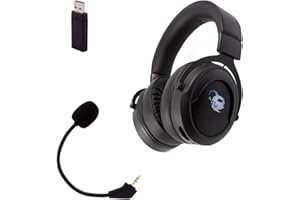 CoolBox DeepGaming Cascos Gaming Inalámbricos G01 Pro Auriculares para PS4, PS5, PC, MacOS, Nintendo Switch. Micrófono Extraíble, Autonomía hasta 12 Horas. Negro