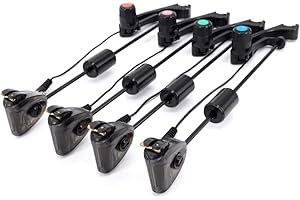 Hirisi Tackle Lot de 4 housses de protection pour pêche à la carpe - Lumières LED - En acier inoxydable - Pour la pêche à la carpe - Accessoires de pêche