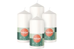 Bolsius släta blockljus – vit – 4 stycken – 12 x 6 cm – dekorativa hushållsljus – längd brinntid 33 timmar – oparfymerat – 5%