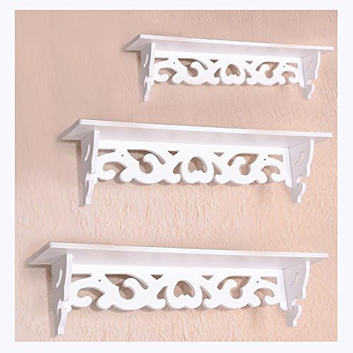 Pandamoto 3x Wall Shelves CD Book Display White Chic Filigree Floating Storage Unit