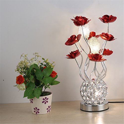 Preisvergleich Produktbild LED Kristall Tischlampe Romantisch Schlafzimmer Nachttischlampe Wohnzimmer Dekoration Licht,Red