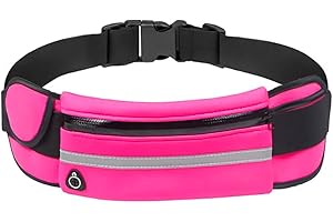 GUTEINTE Marsupio Sportivo Running Uomo Donna - Custodia Sport Fascia da Cintura con Portaborraccia - per Portafoglio Chiavi Porta Cellulare iPhone 14/15, Cinturino Regolabile (Fucsia)