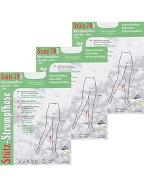 3 STÜCK IM SPARPACK: 70 DEN STÜTZSTRUMPFHOSEN + SCHWARZ + 36 38 40 42 44 46 48 50 52 54