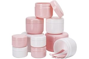 Heyu-Lotus Macetas de viaje para artículos de tocador, 10 macetas de viaje, tarros de muestra de cosméticos de 20 ml/50 ml/100 ml, macetas de muestra con espátulas para crema, muestra de maquillaje