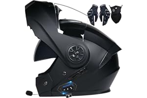 LETETEXI Bluetooth Integrated Flip Up Front Motorbike Helmets ECE Approved Anti-fog Dual Visors Crash Racing Motorcycle Helmet Noise Reduction Ventilation for Adults Men Women 55~62cm