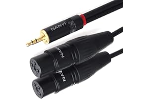 NANYI 3,5 mm auf 2XLR-Mikrofon-Splitter-Audiokabel, TRS-Stereo-Stecker auf zwei XLR-Buchsen-Verbindungs-Audiomikrofonkabel, Y-Splitter-Adapterkabel, -3 Meter