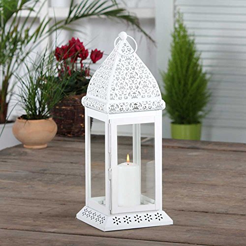 Laterne Metall Gartenlaterne Mula 40cm Hängewindlicht Windlicht Teelicht (weiss) - 2