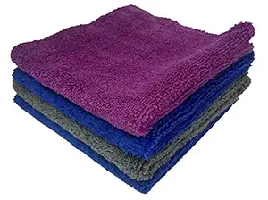 SOBBY Edgeless Microfiber Detailing and Polishing Cloth (16 in x 16 in, 400 gsm, Pack of 4, Multicolor)
