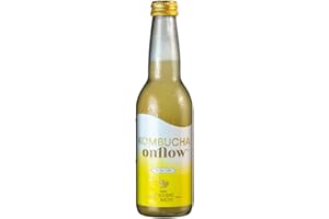 Kombucha Natural Onflow, Té Kombucha Sin Azúcar, Sabor Jengibre y Limón, Pack 9 Botellas x 33cl