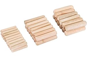 FEBBYA Tourillons,50 Pack Chevilles en Bois pour Goujons en Bouleau pour Assembler des Meubles Tiroir Travaux de Menuiserie 6*40MM