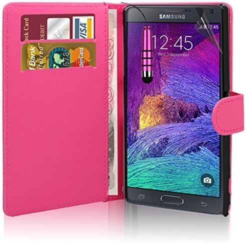 Samsung Galaxy Note 4 - Premium Leather Book Wallet Case Cover Pouch + Screen Protector With Polishing Cloth + Mini Touch Screen Stylus Pen By Excellent Accessories