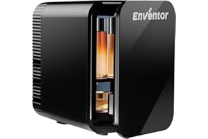 Enventor Mini Fridge 4 Litre/ 6 Can, AC+12V DC Power, Portable Cooler & Warmer for Bedrooms, Home, Car, Travel/Skincare, Cosmetics/Fruit and Drinks, Black